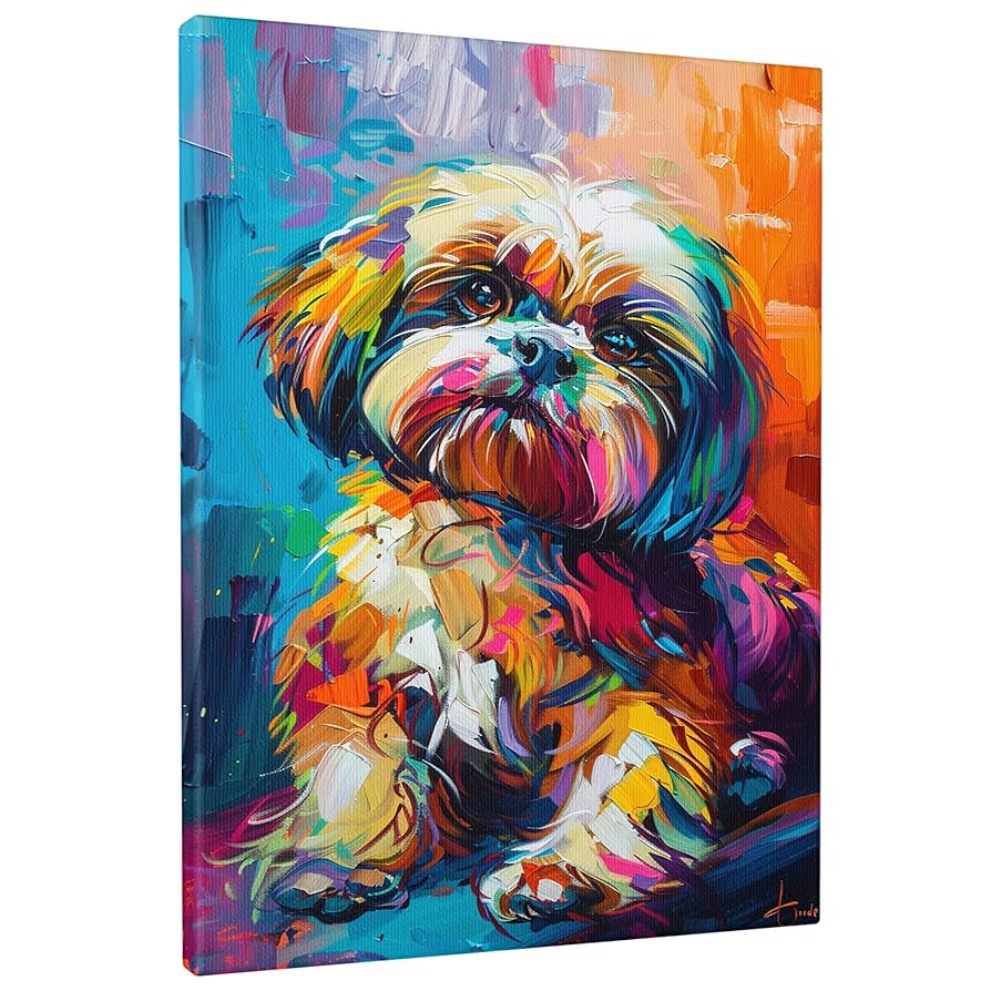 Amazon.com: Colorful Shih Tzu Dog Canvas Wall Art
